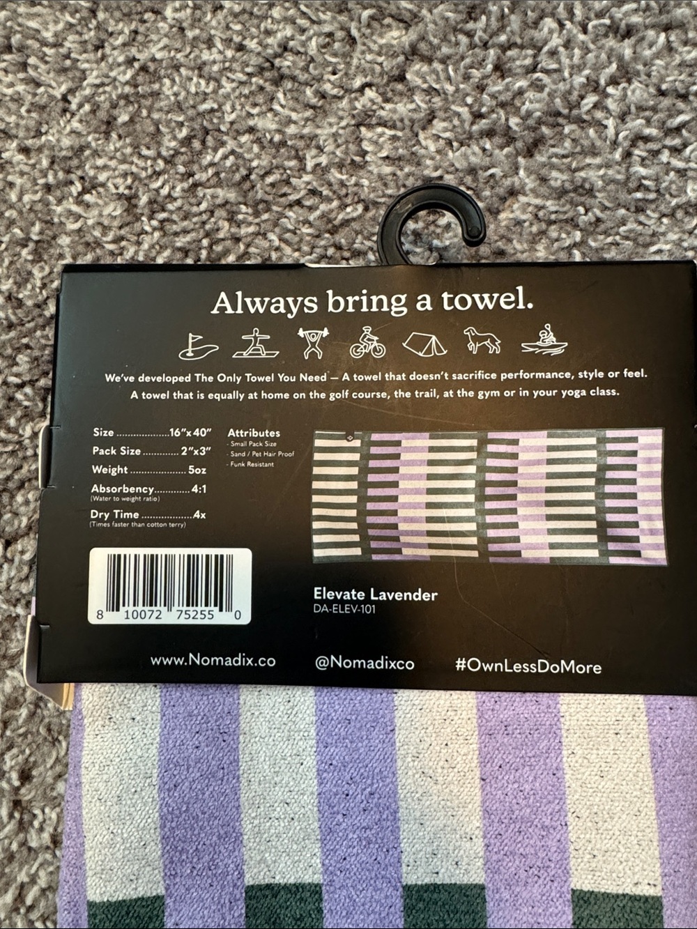 Nomadix Towel Striped Elevate Lavendar - Picture 4 of 4